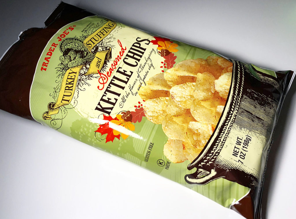 REVIEW Trader Joe's Turkey and Stuffing Seasoned Kettle Chips Junk