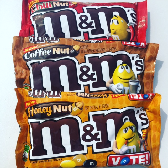 REVIEW: M&M's Vote For Your Favorite Peanut Contest (Honey Nut M&M's,  Coffee Nut M&M's, Chili Nut M&M's) - Junk Banter